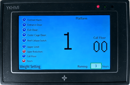 Transport platform LCD control panel