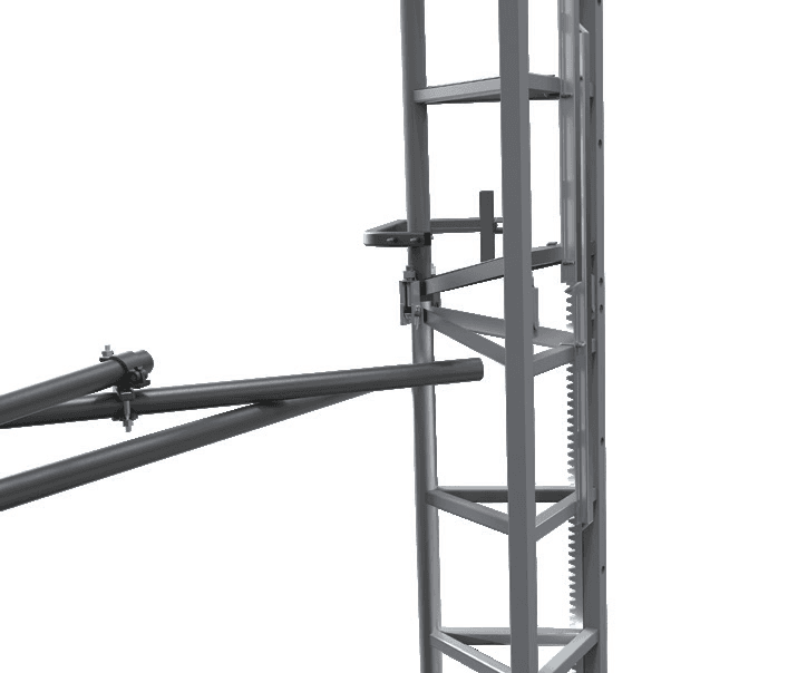 Transport platform mast sections and mast tie
